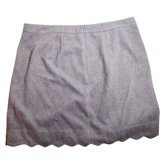 Loft Wool Blend Mini Skirt Size 14 Lined Scalloped Secretarycore Gray - Picture 3 of 7